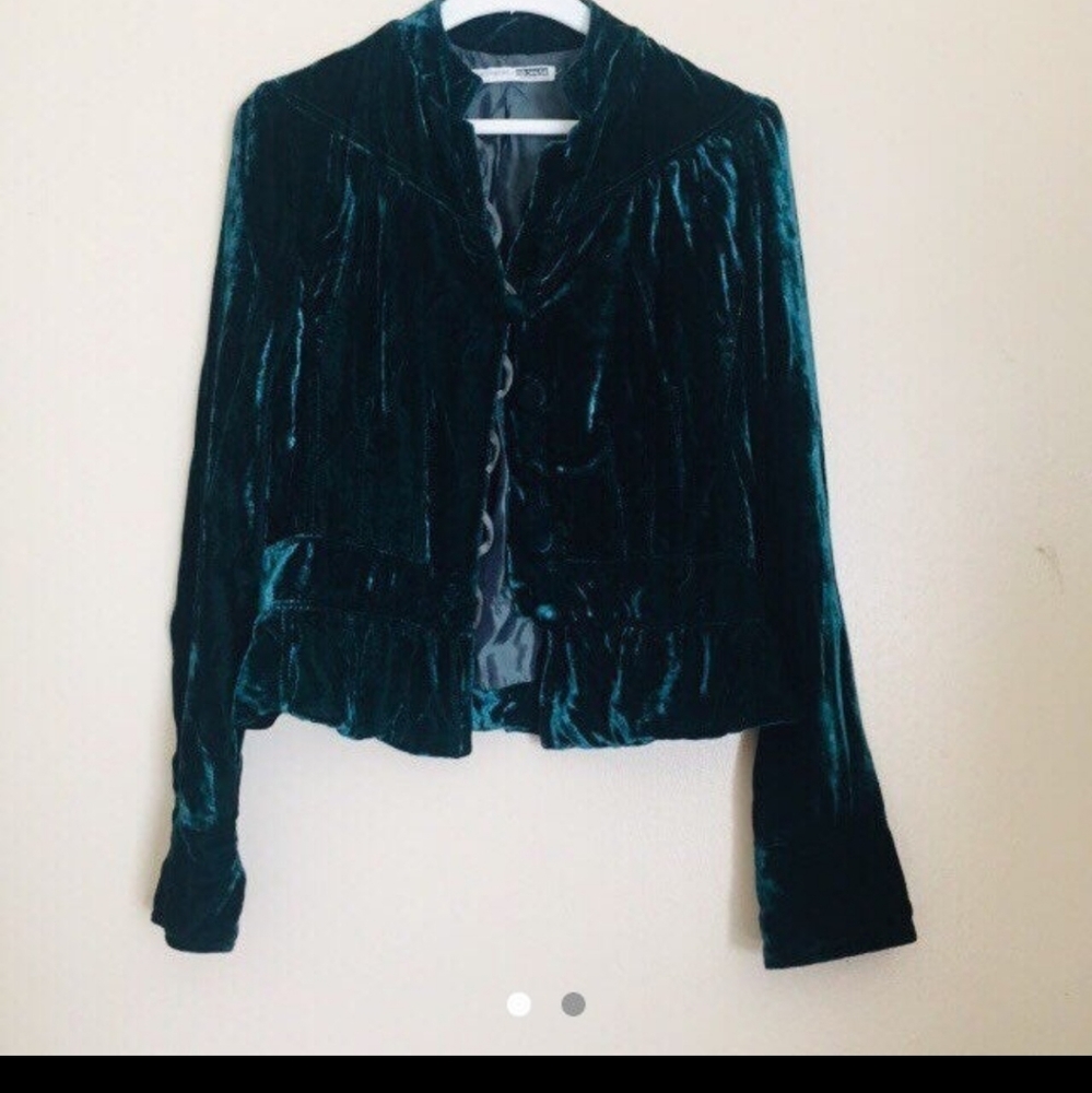 Goth hunter Green velvet jacket